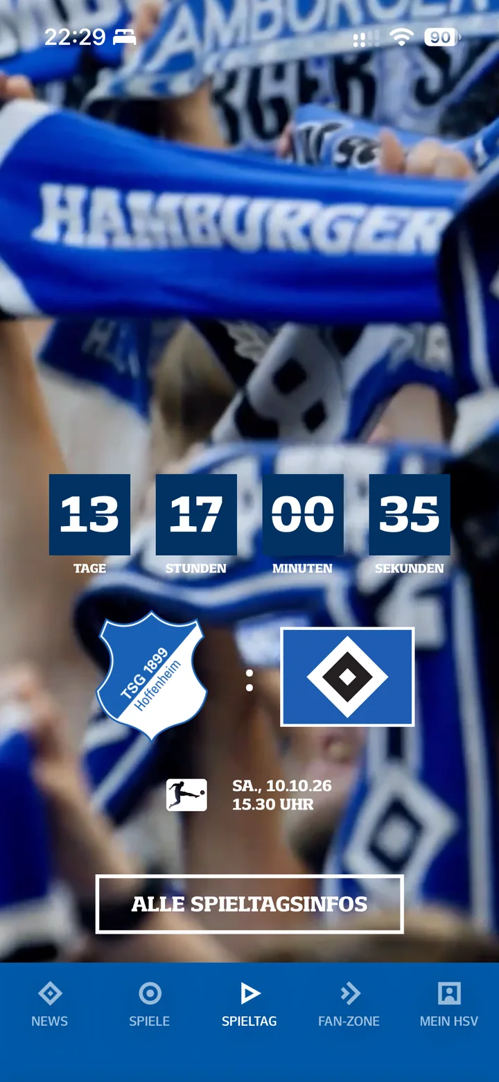 Hamburger SV app: countdown to the next matchday
