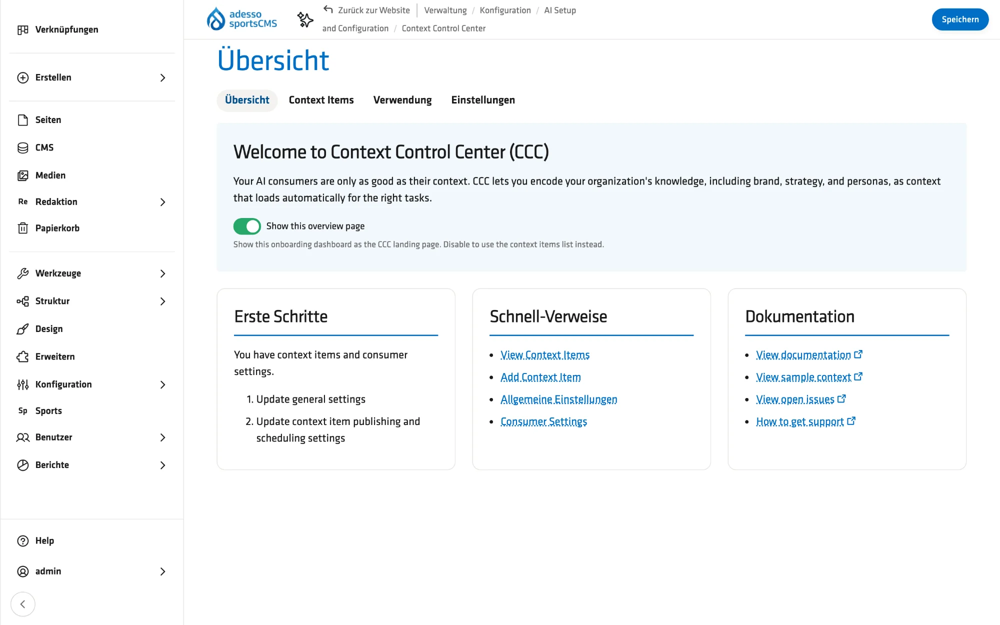 Context hub: this is where you manage what the AI should know about your club.