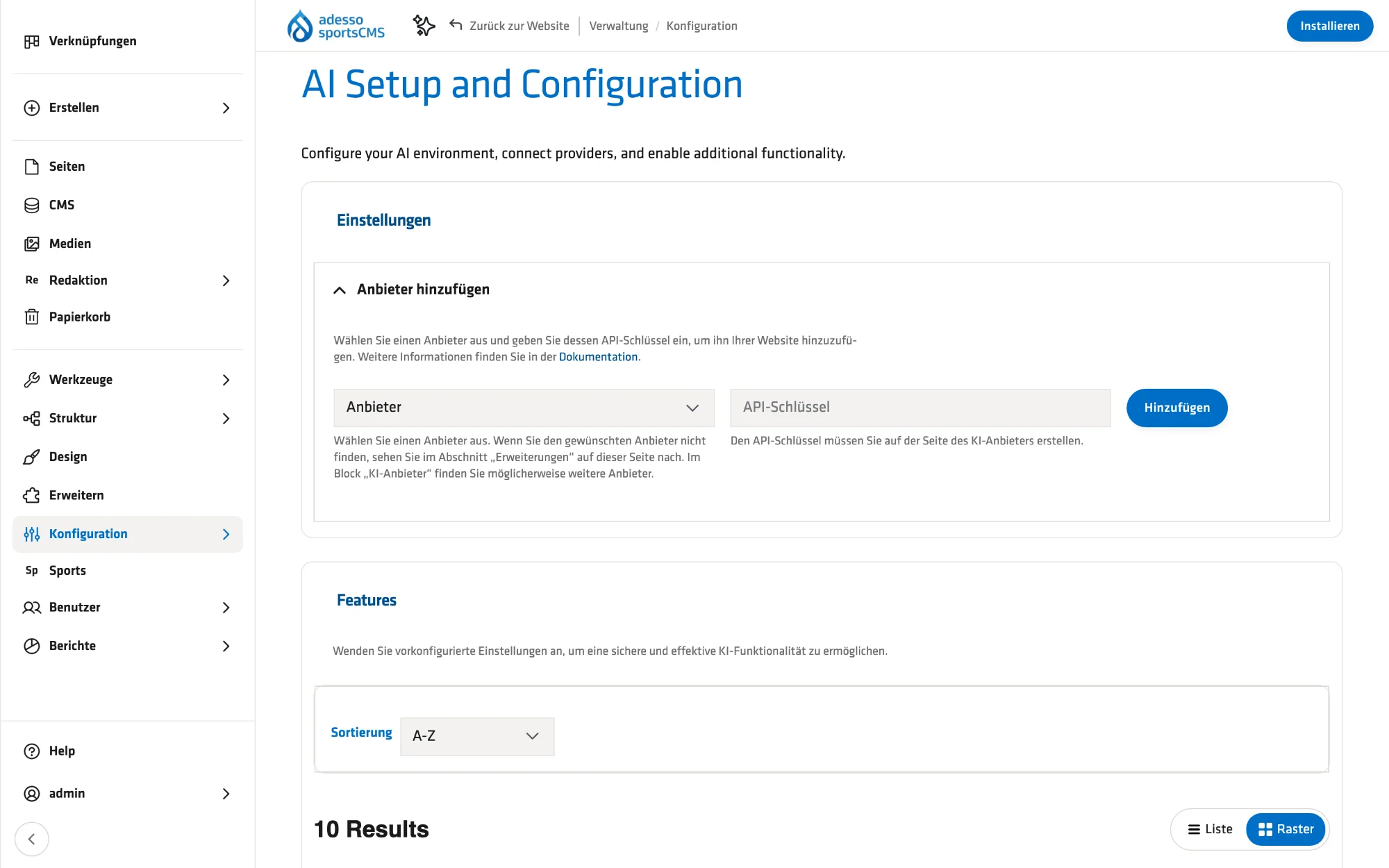 AI settings: set up and configure all AI features centrally.